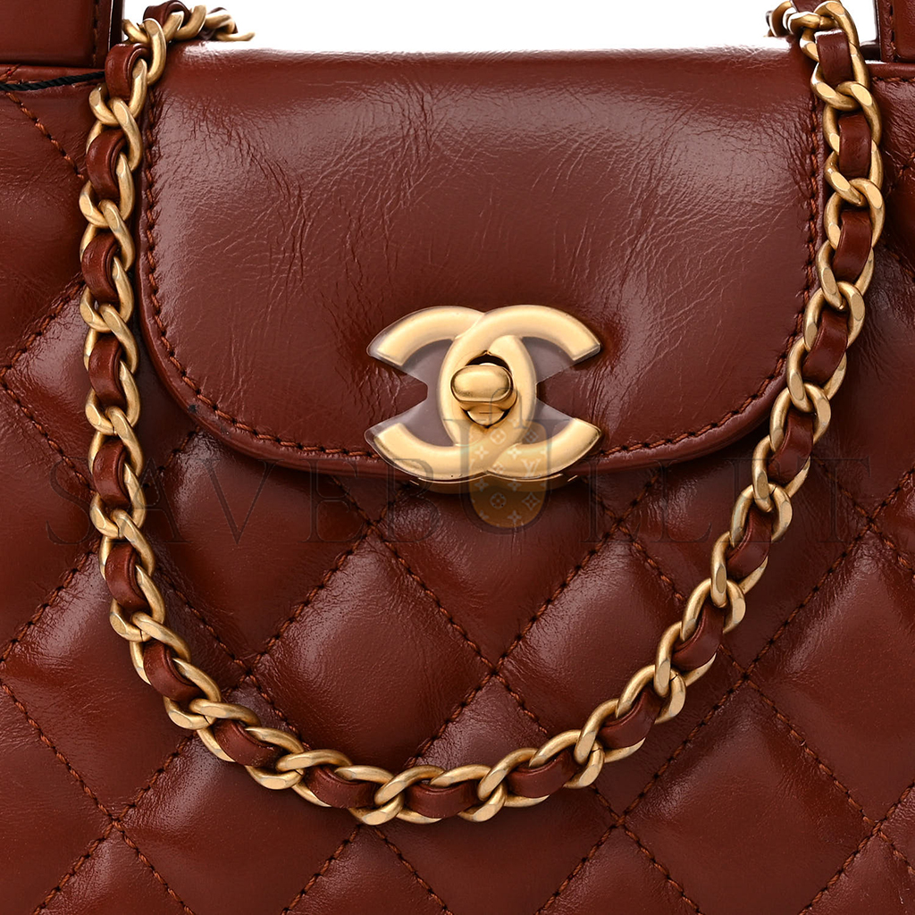 CHANEL SHINY CALFSKIN QUILTED NANO KELLY SHOPPER AS4416 (19*13*7cm)